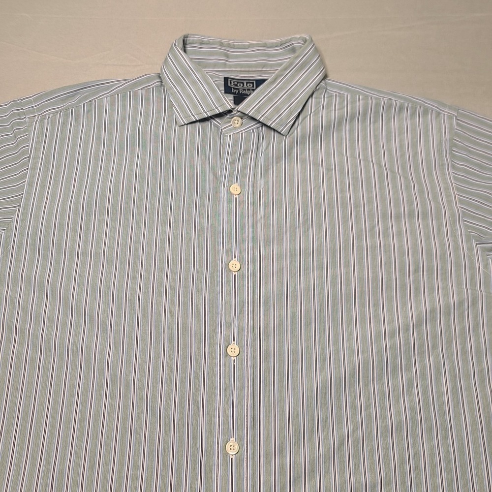 Vintage 90s Polo Ralph Lauren Men's XL Estate Custom Fit Striped Button Down